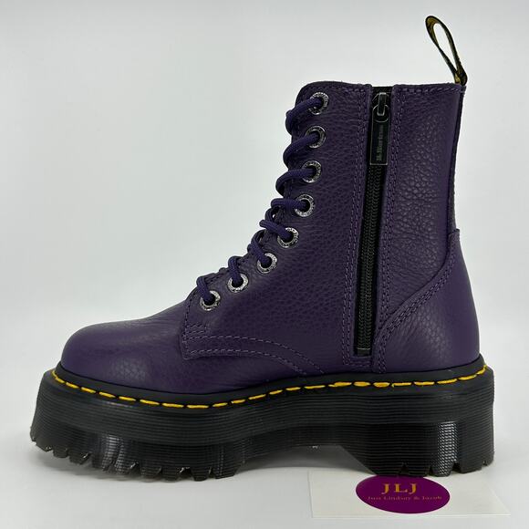 Dr. Martens Women's Jadon III Rick Purple Pisa Leather Platform Boots Size 5 - Picture 8 of 11